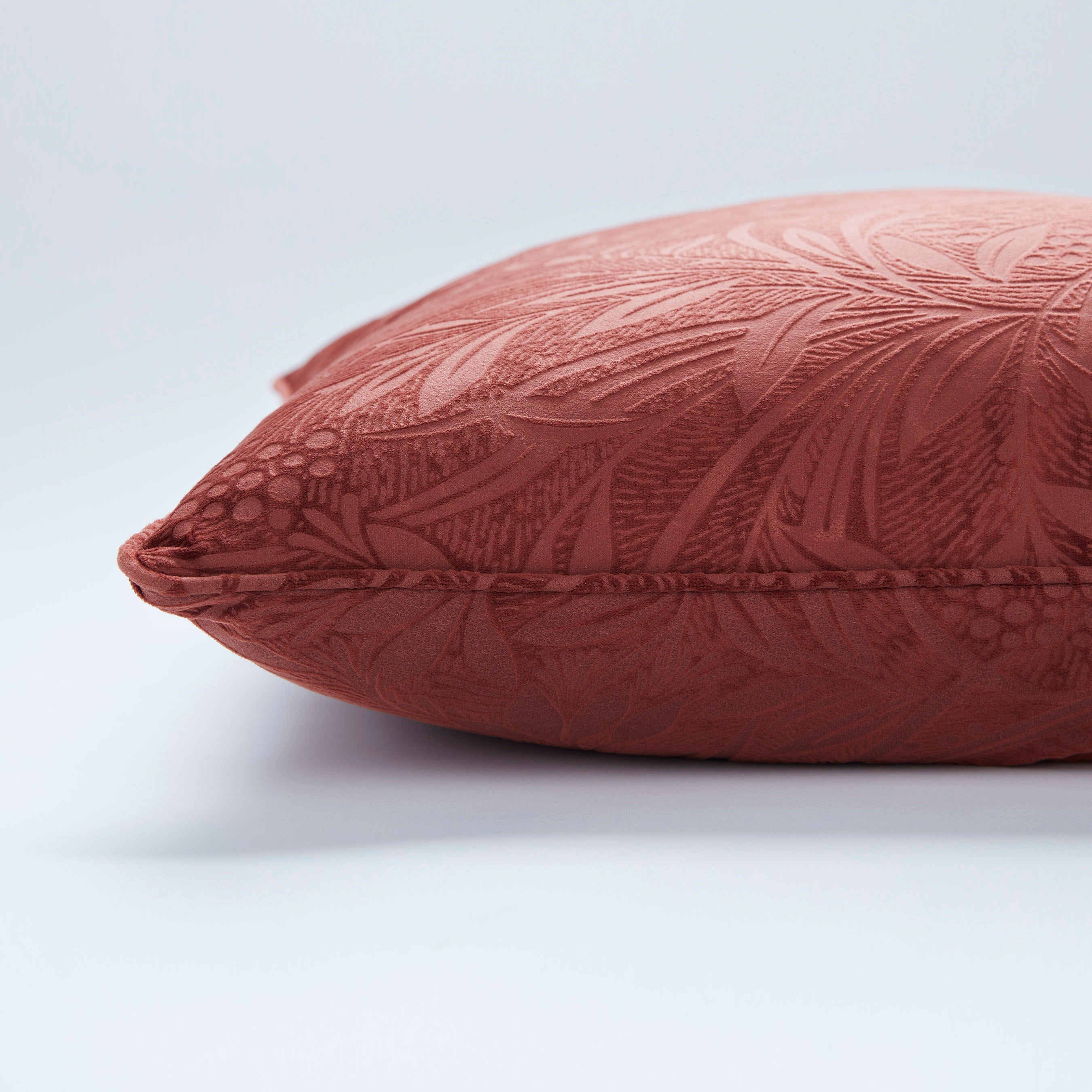 BarleyEmbossedTerracottaCushionFaceandReverse50x50