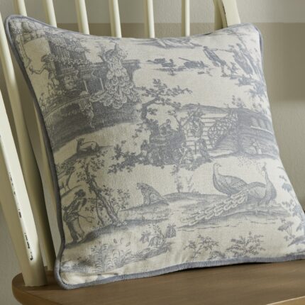 Laura Ashley Braysmith Toile 45cmx45cm Filled Cushion Chambray Blue