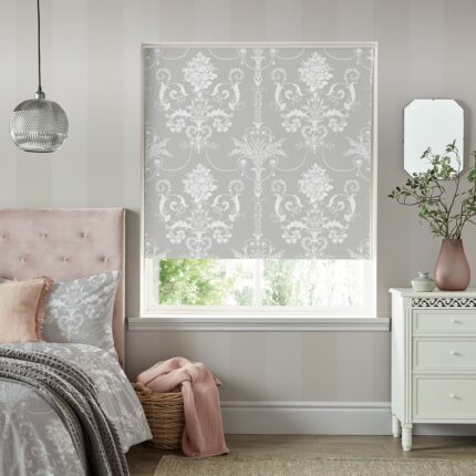 Laura Ashley Josette Thermal Blackout Ready Made Roller Blind Steel