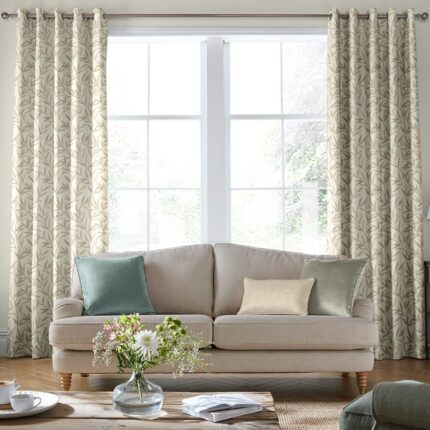 Laura Ashley Willow Leaf Made To Measure Curtains Natural