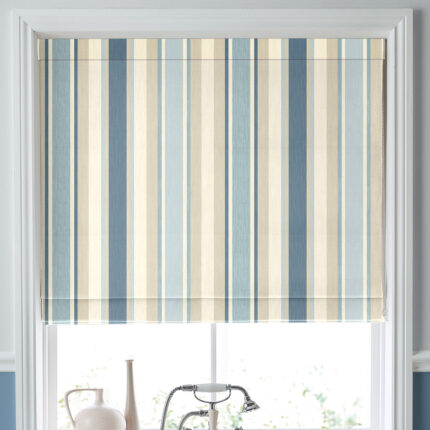 Laura Ashley Awning Stripe Made To Measure Roman Blind Seaspray