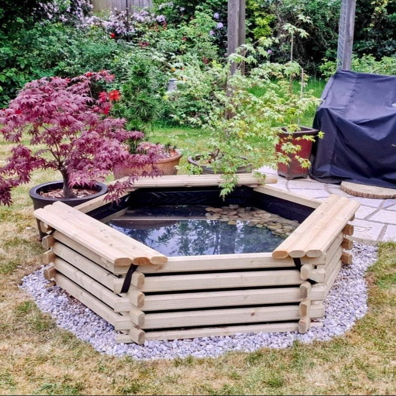 5.5ft 100 Gallon Hexagonal Wooden Norlog Pond, 1670mm wide, 410mm high