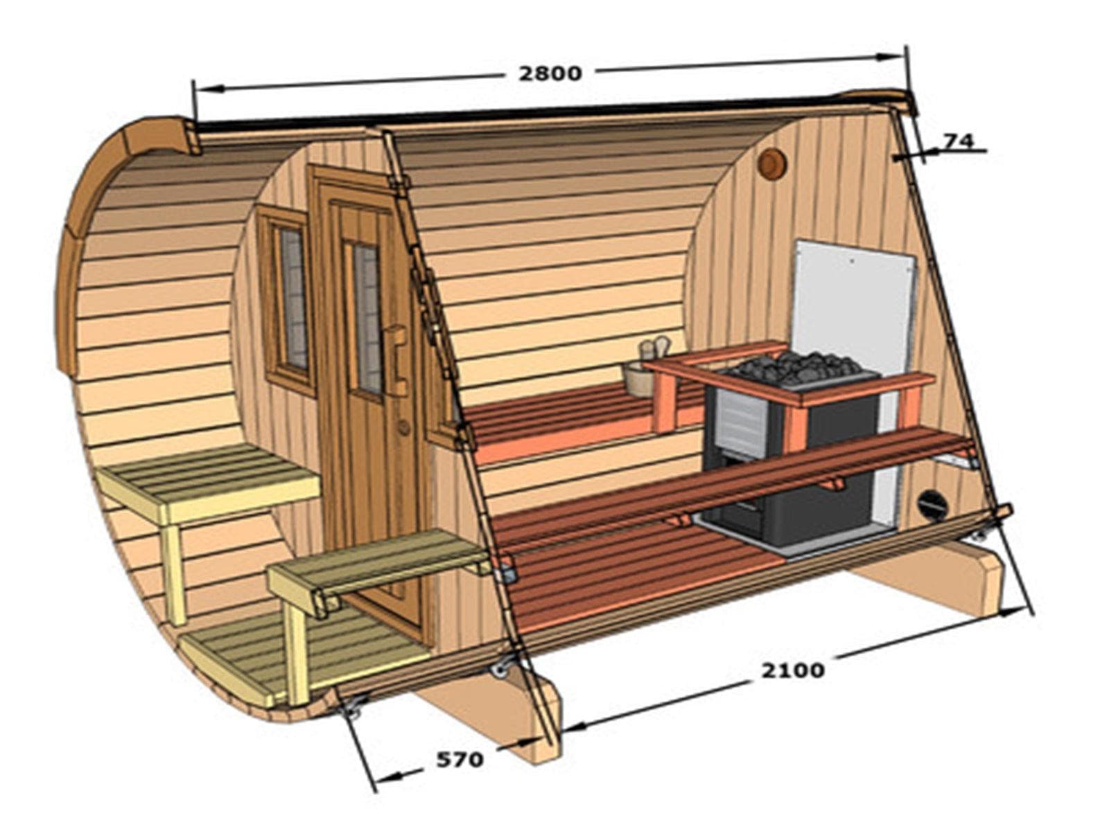 250cm Outdoor Barrel Sauna | Thermowood | Wood-Fired or Electric | Layzee Living - Image 52