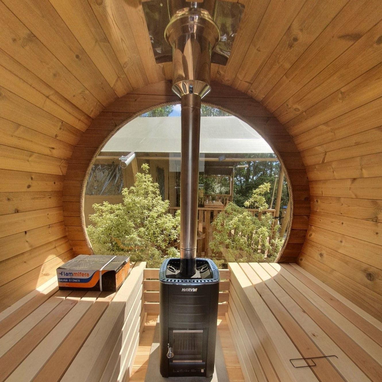 250cm Outdoor Barrel Sauna | Thermowood | Wood-Fired or Electric | Layzee Living - Image 29