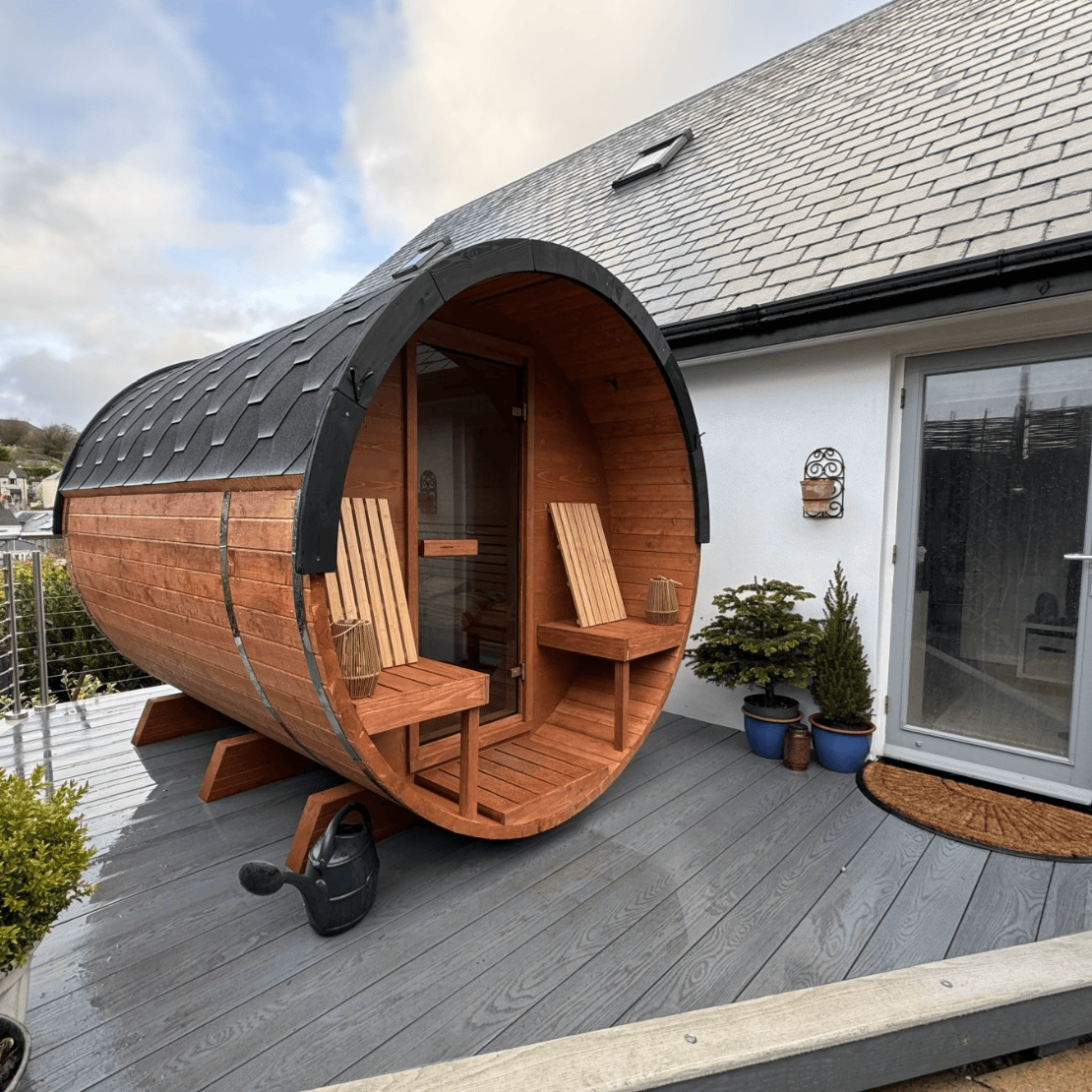 250cm Outdoor Barrel Sauna | Thermowood | Wood-Fired or Electric | Layzee Living - Image 6