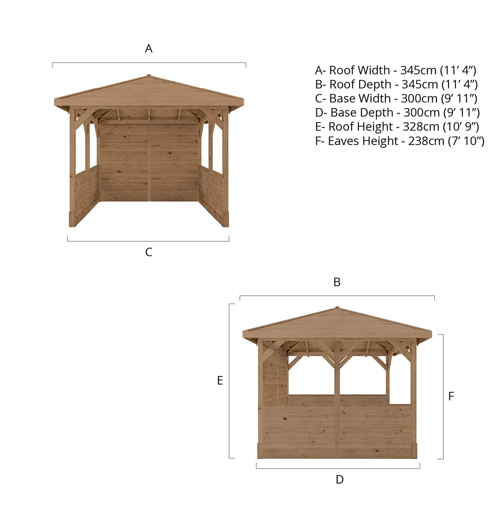 3m x 3m Pressure Treated Gazebo With Panels - Image 7