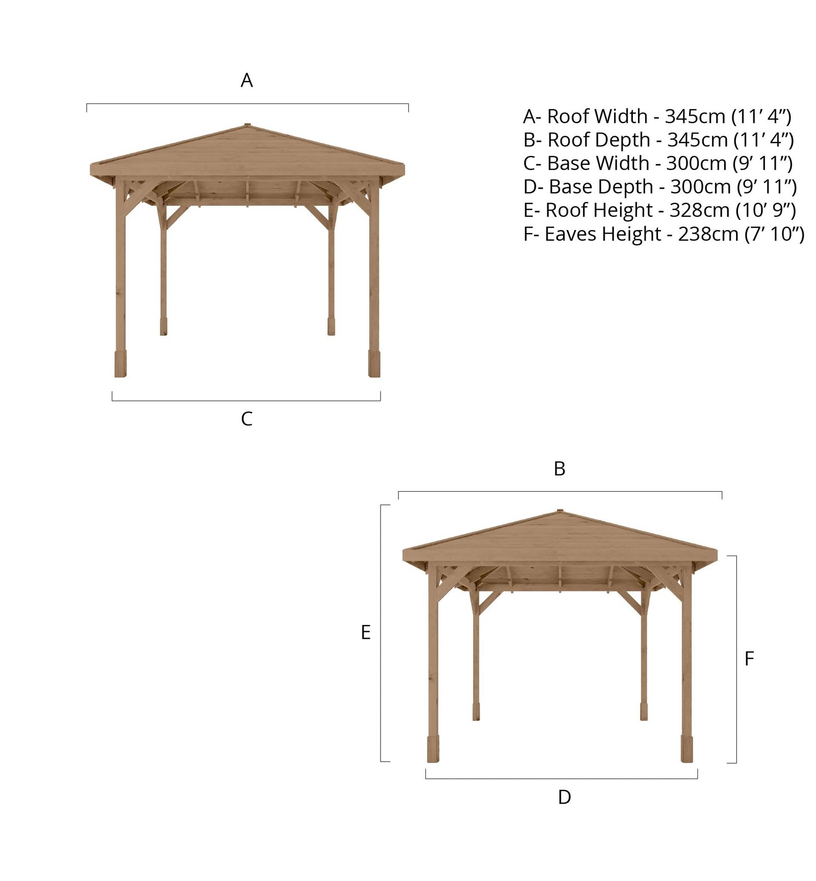 3m x 3m Pressure Treated Gazebo with Tongue & Groove Roof - Image 7