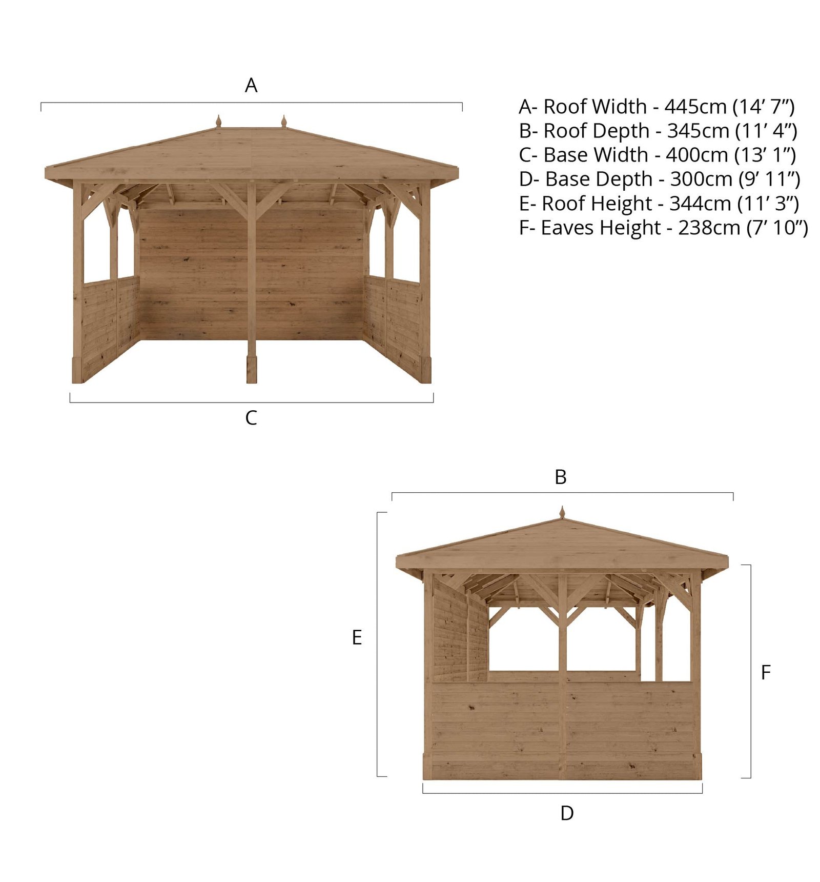 4m x 3m Pressure Treated Gazebo With Panels - Image 7