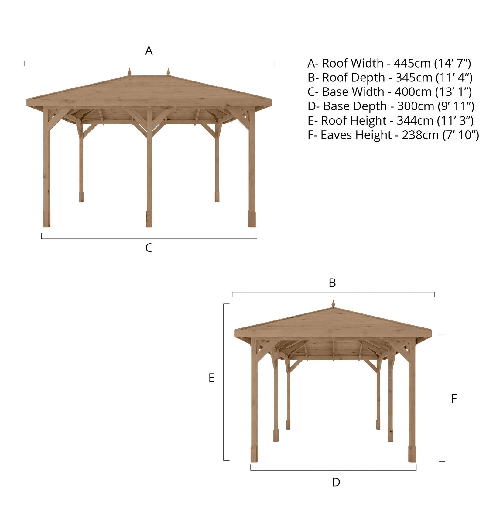 4m x 3m Pressure Treated Gazebo with Tongue & Groove Roof - Image 8