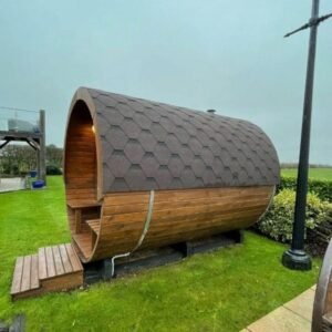 400cm Outdoor Barrel Sauna | Thermowood | Wood-Fired| Layzee Living