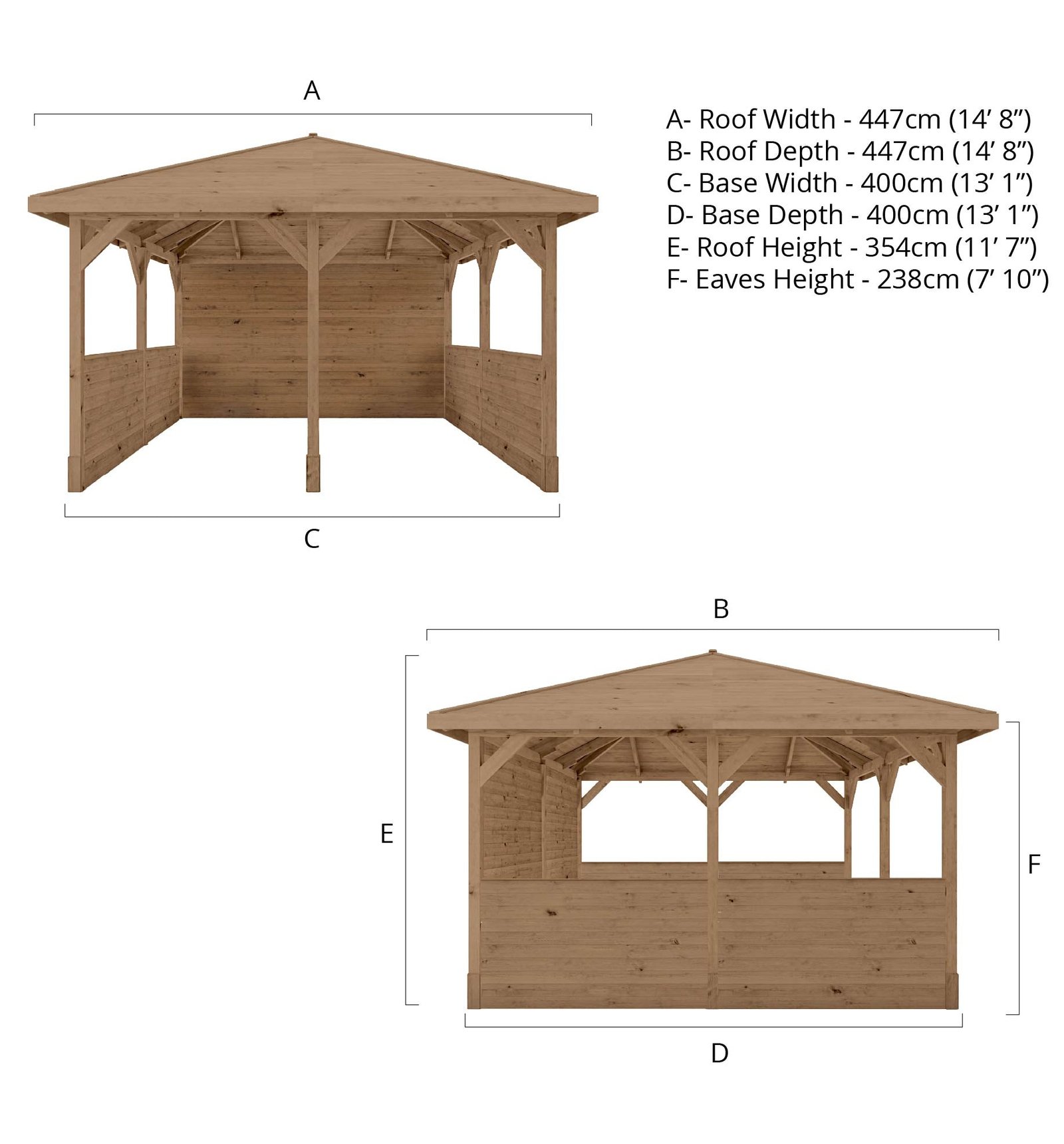 4m x 4m Pressure Treated Gazebo with Panels - Image 7