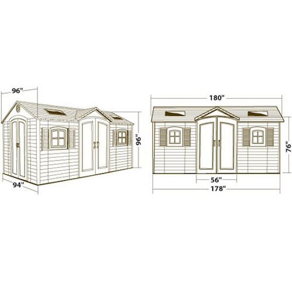 Lifetime Apex Roof Shed 15' x 8' Single or Dual Entrance - Image 10
