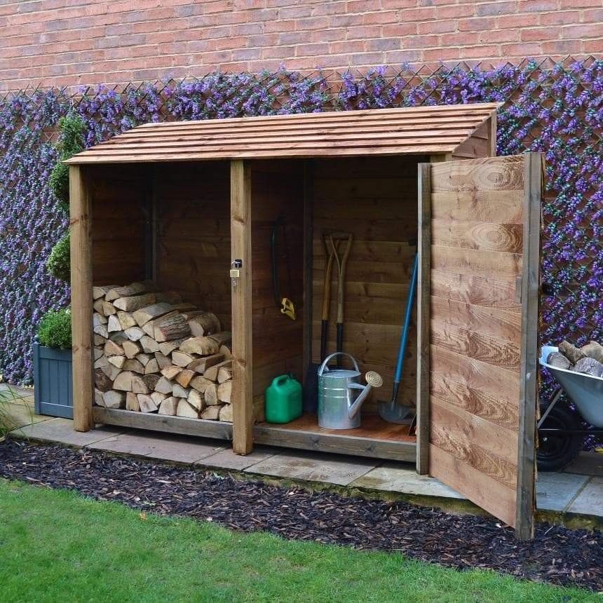 6ft Wooden Garden Tool Storage Cabinet and log store, tanalised timber, very sturdy & well sized - Image 10