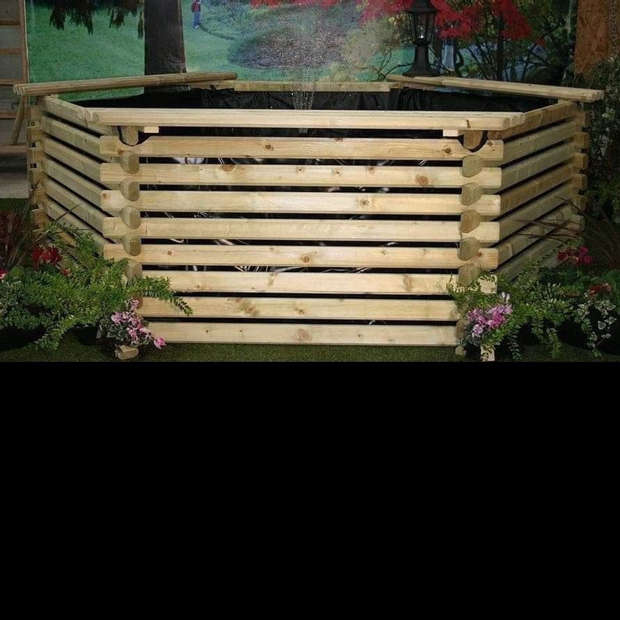 7.6ft 600 Gallon Hexagonal Wooden Norlog Koi Pond, 750mm high (plus depth of sump underground) - Image 2