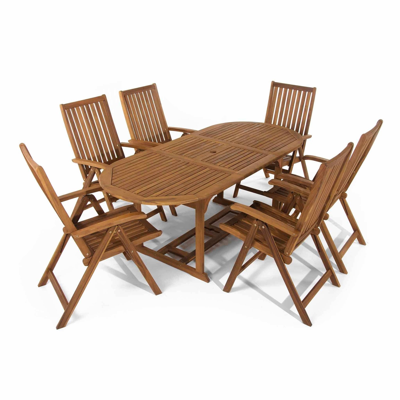 Acacia Oval Dining Table with 6 Chairs - Image 3