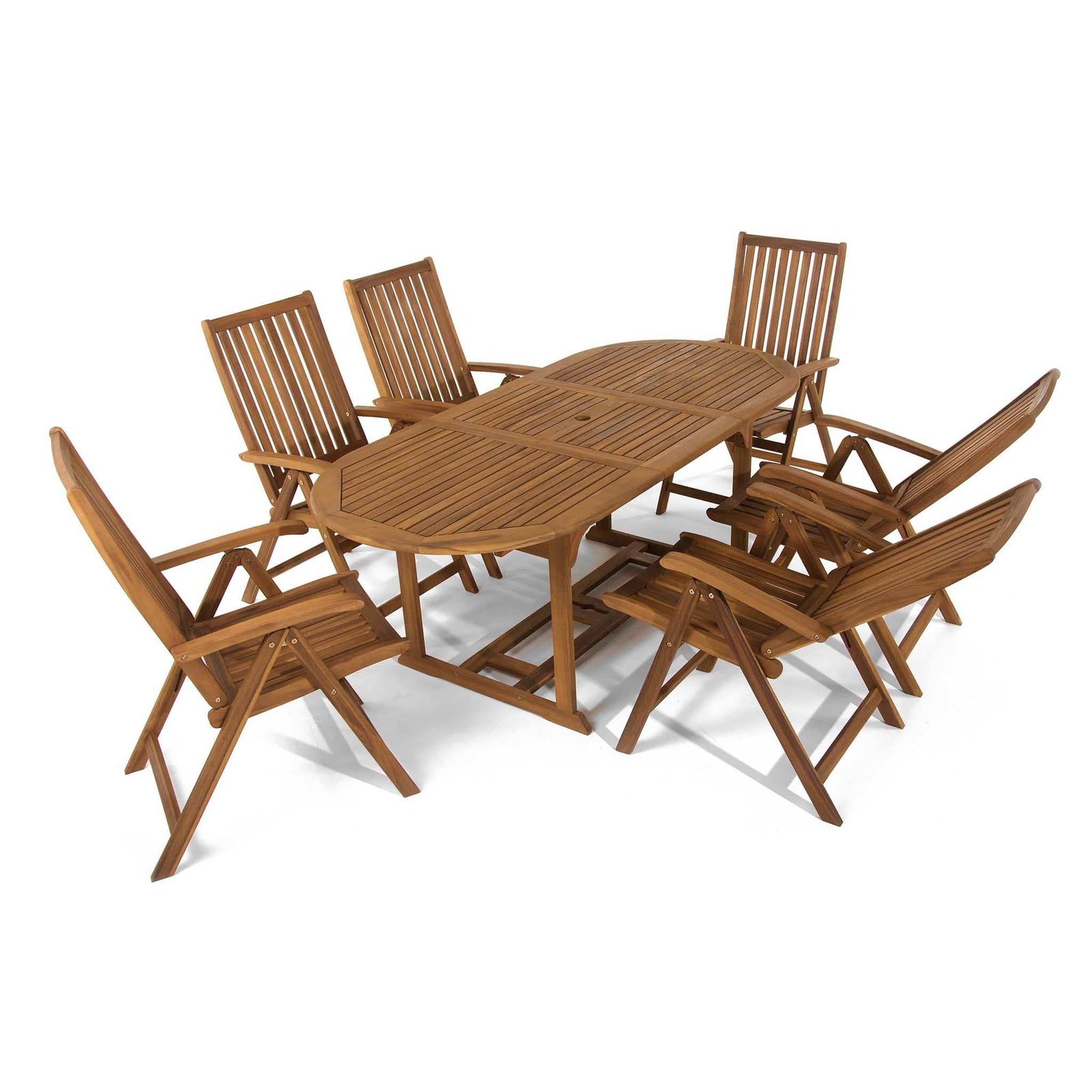Acacia Oval Dining Table with 6 Chairs - Image 4