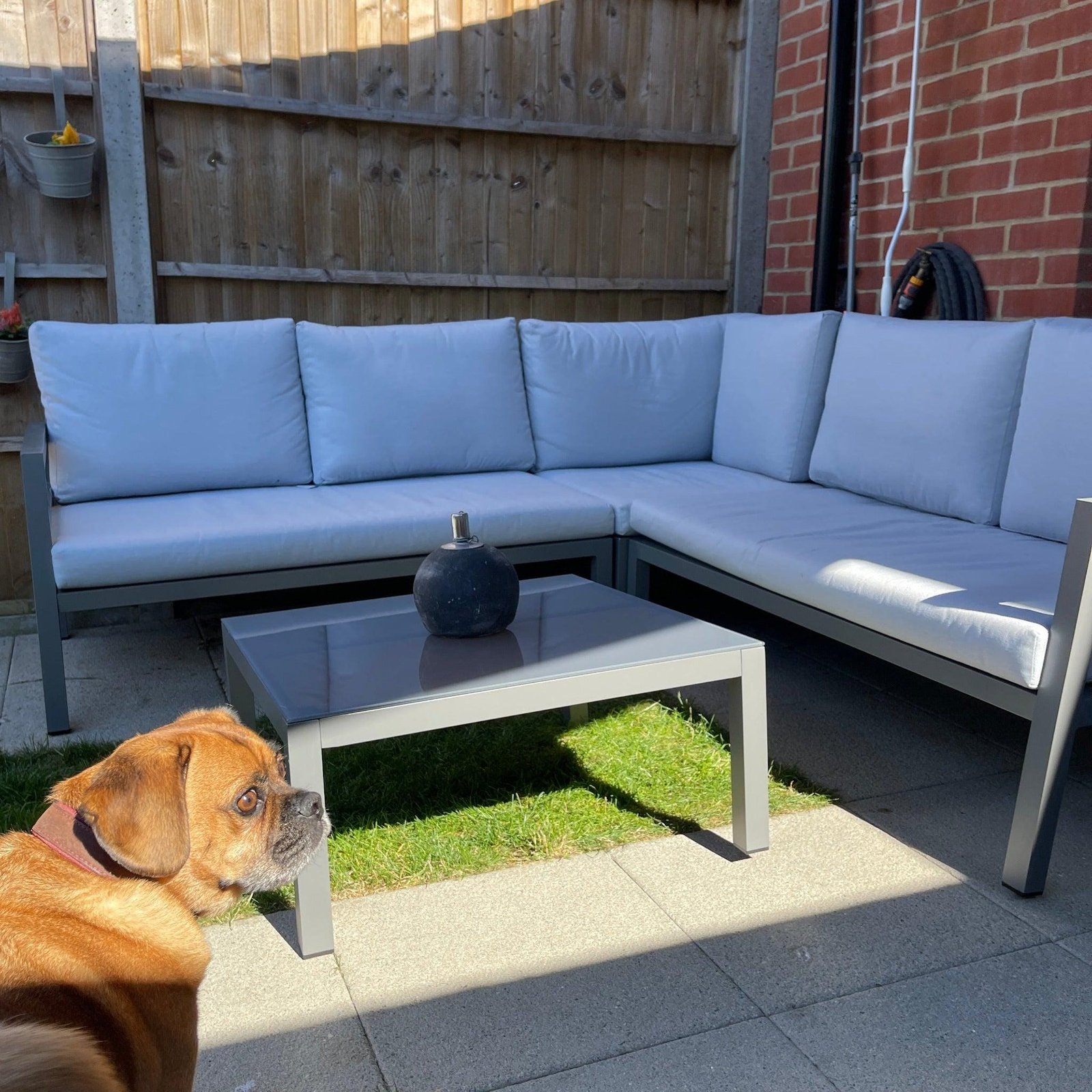 Aluminium Outdoor Corner L-Shaped Sofa and table Set - Image 10