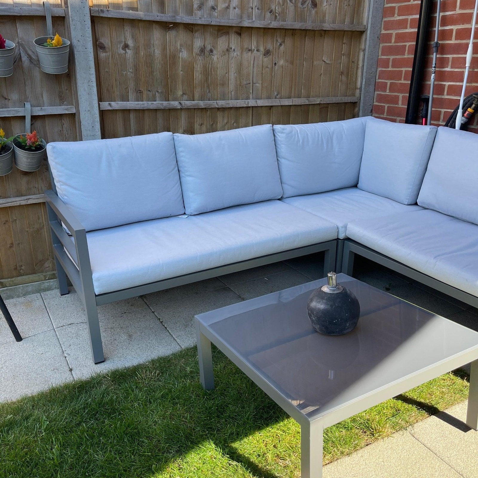 Aluminium Outdoor Corner L-Shaped Sofa and table Set - Image 11