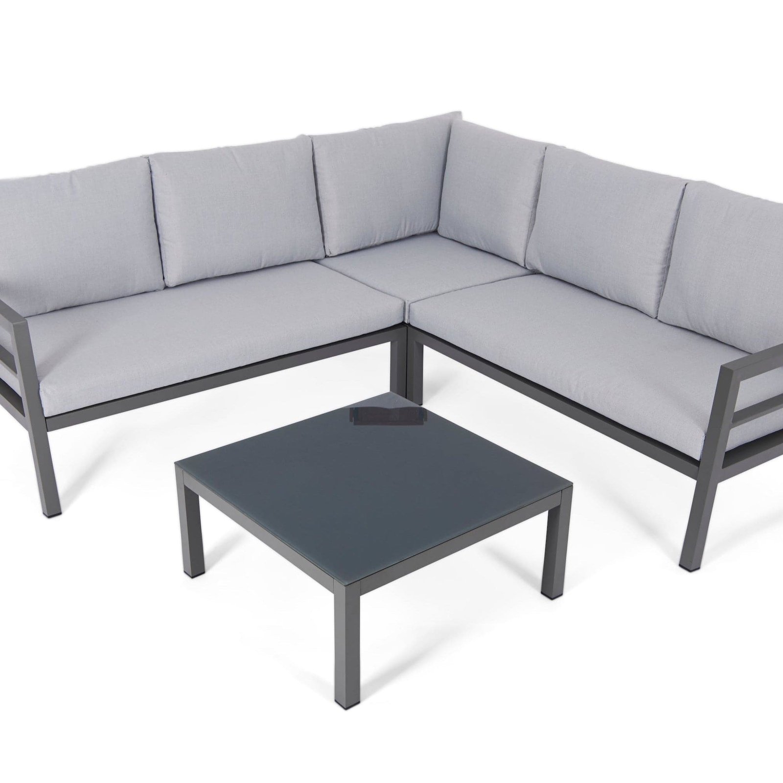 Aluminium Outdoor Corner L-Shaped Sofa and table Set - Image 4