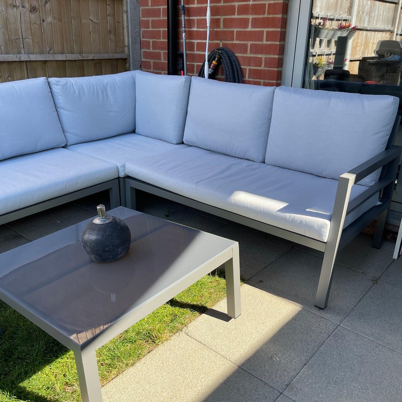 Aluminium Outdoor Corner L-Shaped Sofa and table Set - Image 9