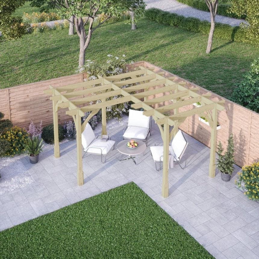 Corner Timber Pergola Complete DIY Kit, 3.6m up to 4.8m Quality Tanalised Redwood Timber. - Image 7