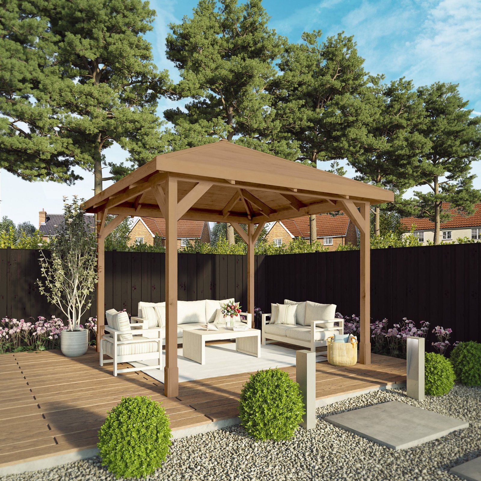 3m x 3m Pressure Treated Gazebo with Tongue & Groove Roof - Image 2