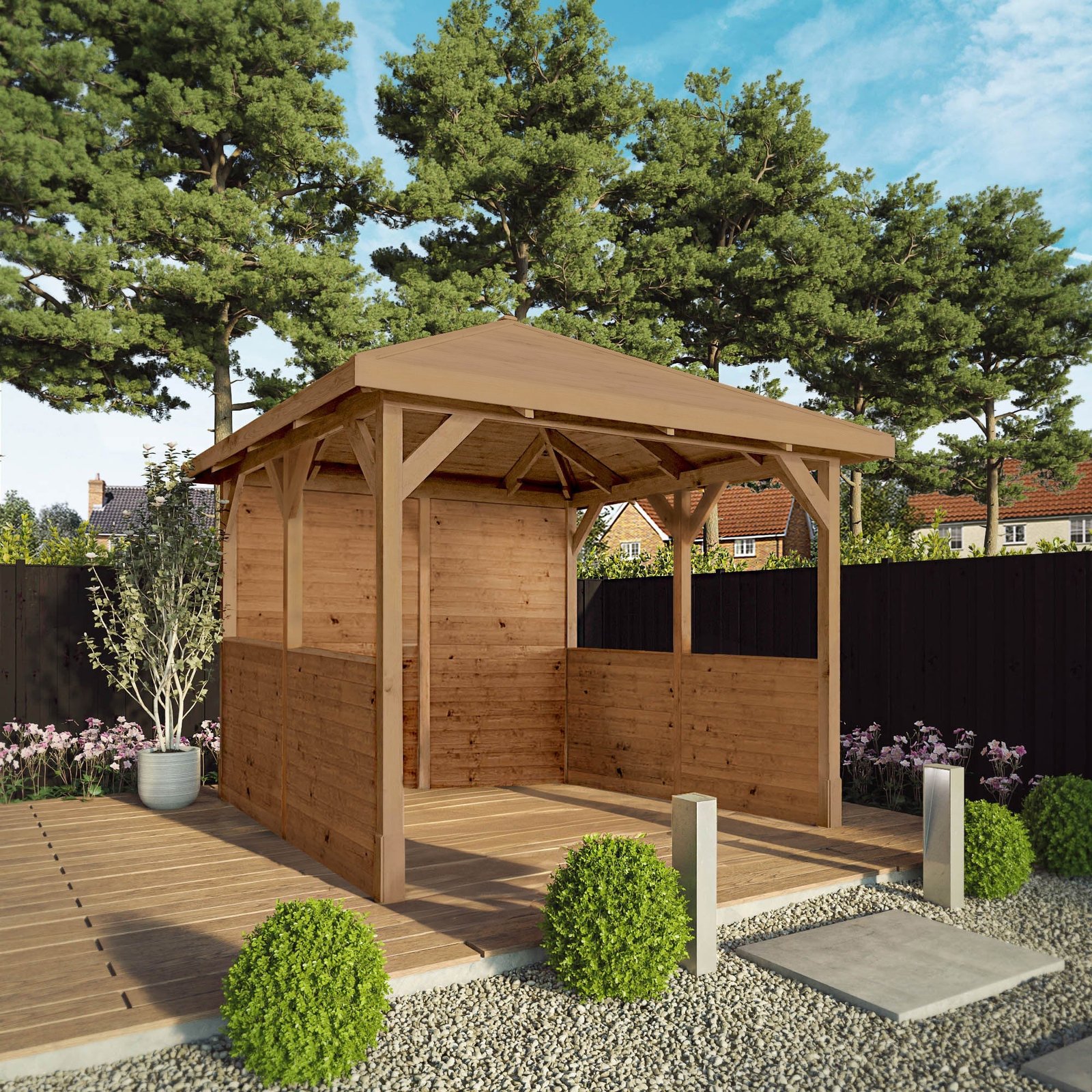 3m x 3m Pressure Treated Gazebo With Panels - Image 2