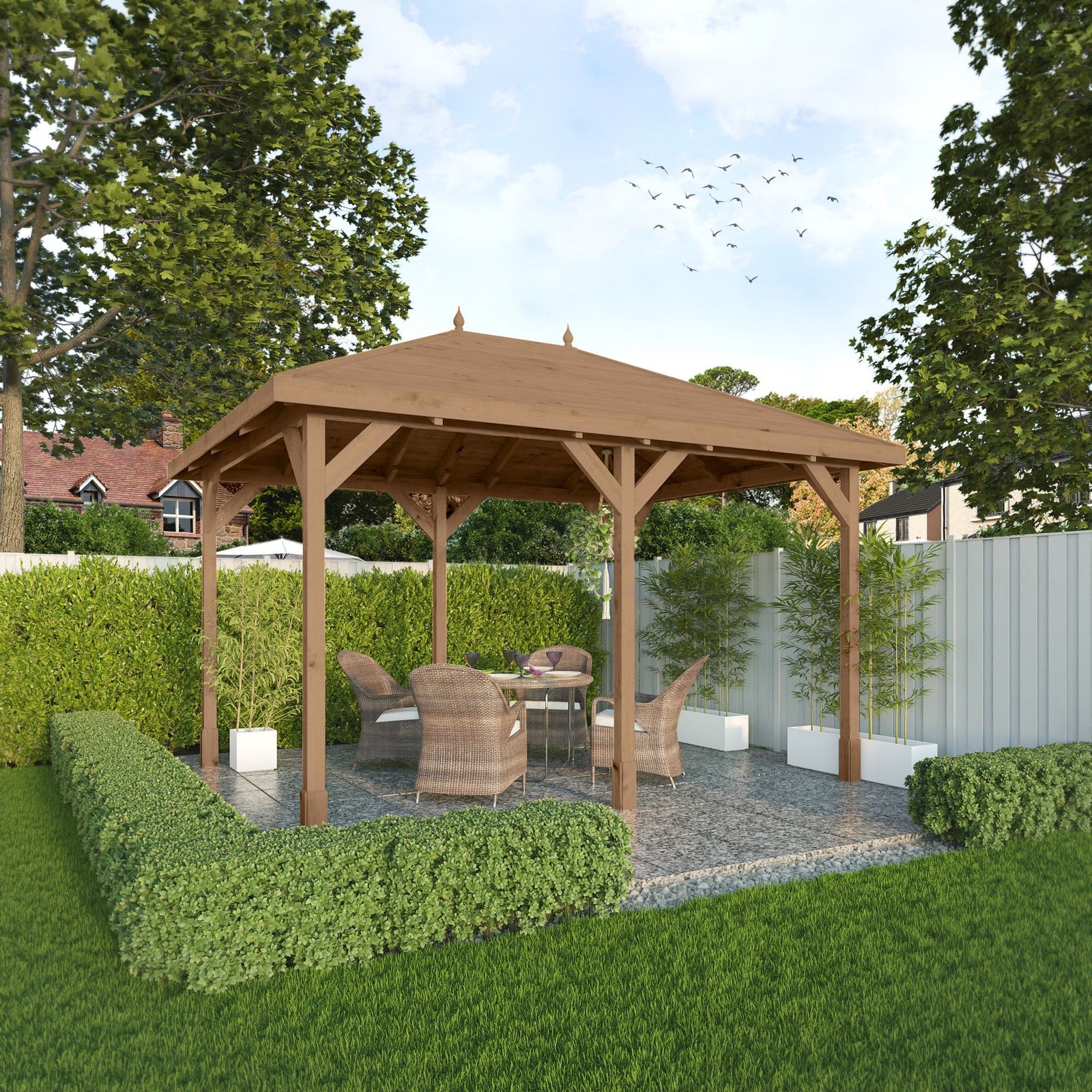 4m x 3m Pressure Treated Gazebo with Tongue & Groove Roof - Image 2