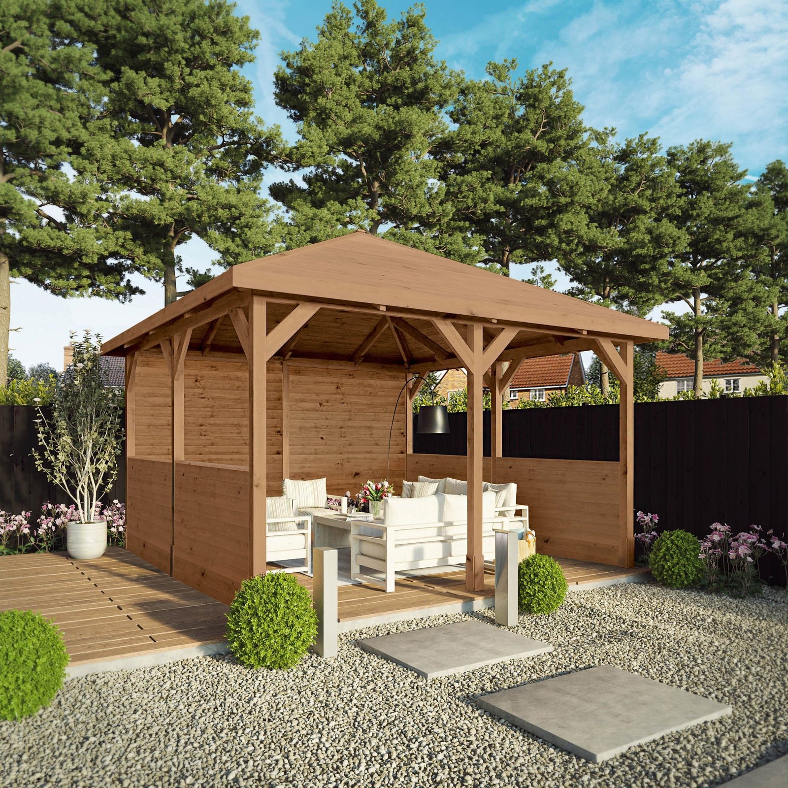 4m x 4m Pressure Treated Gazebo with Panels - Image 2