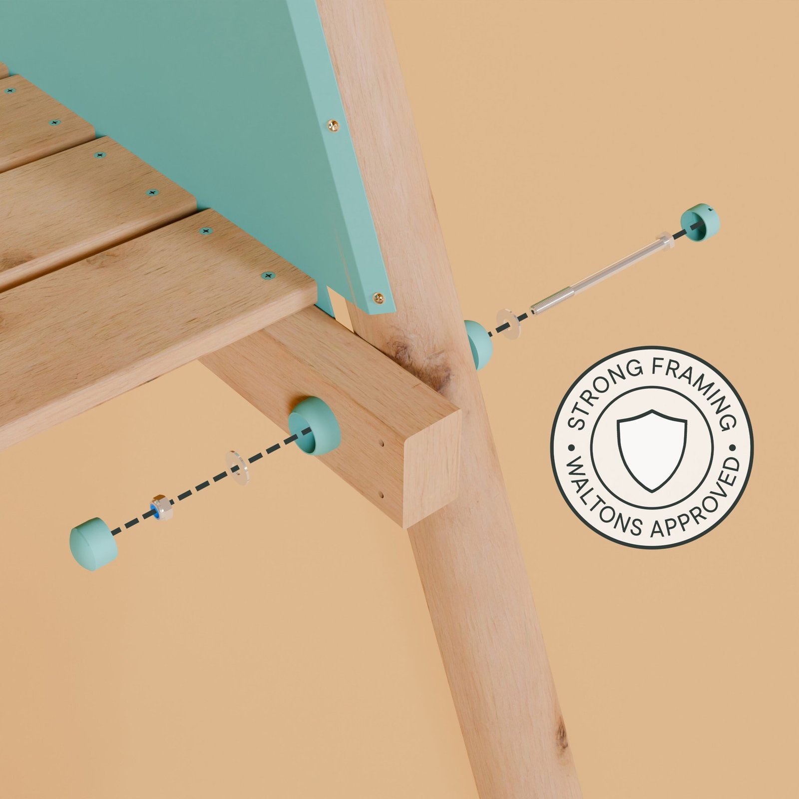 Double Wooden Swing Set with Baby Swing, Climbing Wall and Slide - Stagwood II - Image 4