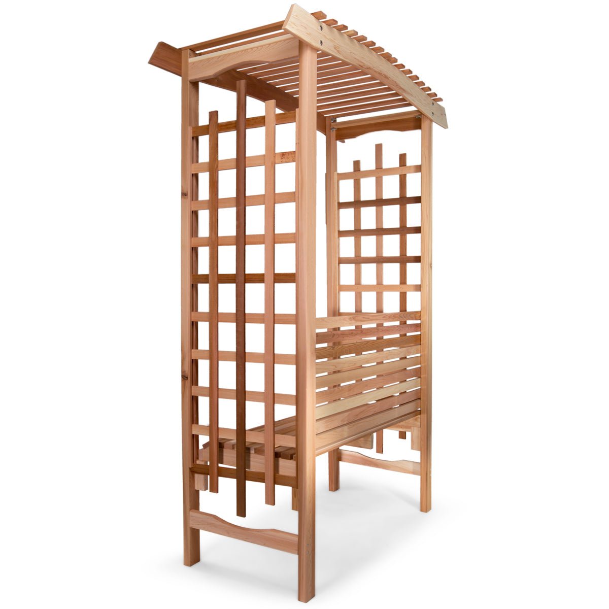 Cedar Garden Arbor with Built-In Bench – Elegant Outdoor Archway Seating for Patios & Yards - Image 3