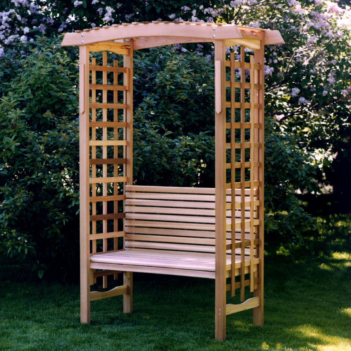 Cedar Garden Arbor with Built-In Bench – Elegant Outdoor Archway Seating for Patios & Yards - Image 4