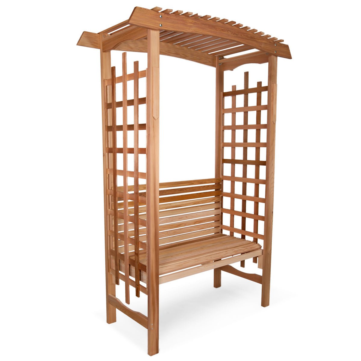 Cedar Garden Arbor with Built-In Bench – Elegant Outdoor Archway Seating for Patios & Yards