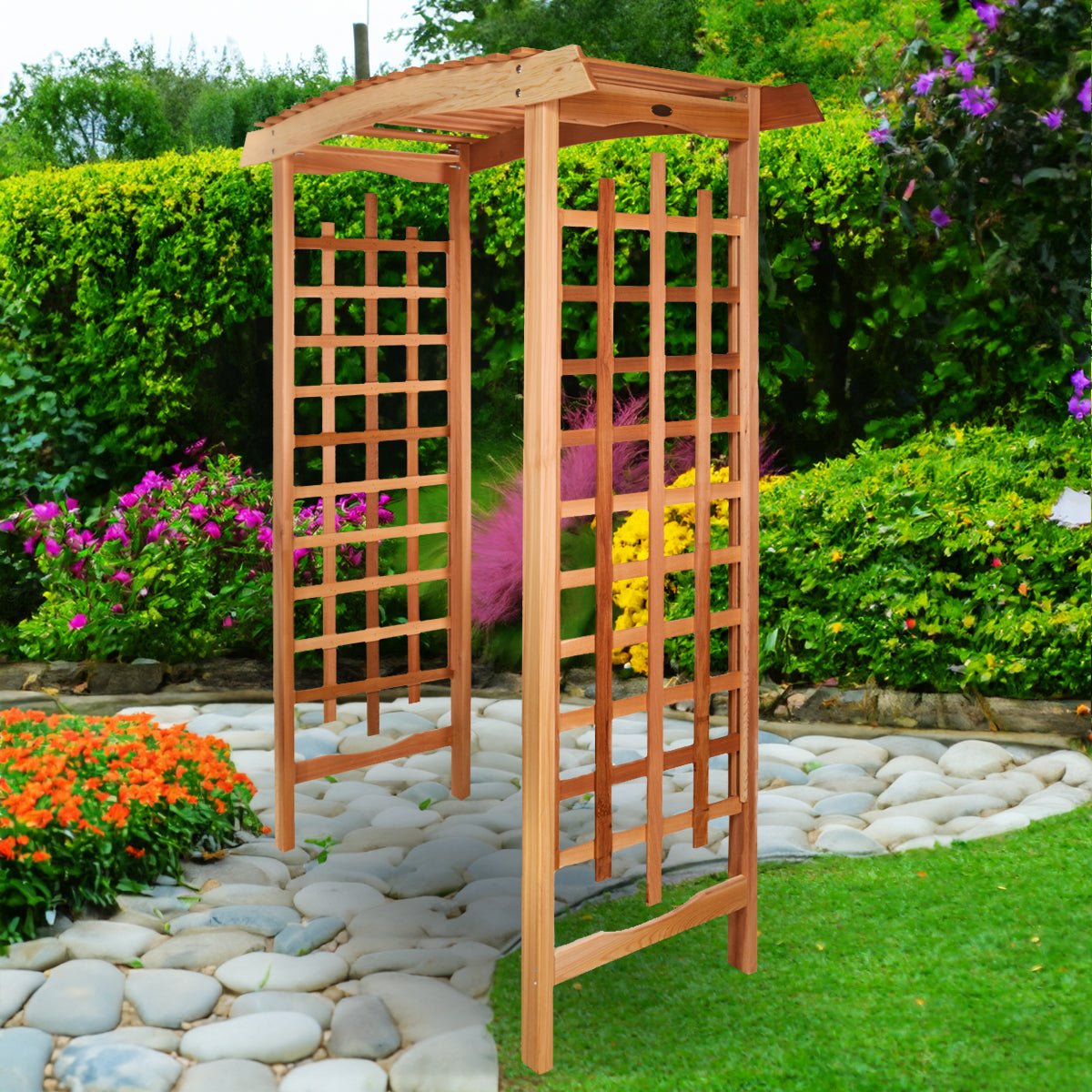 5' - Cedar Pagoda Arbor – Elegant Wooden Garden Arch for Vines & Entrances - Image 5
