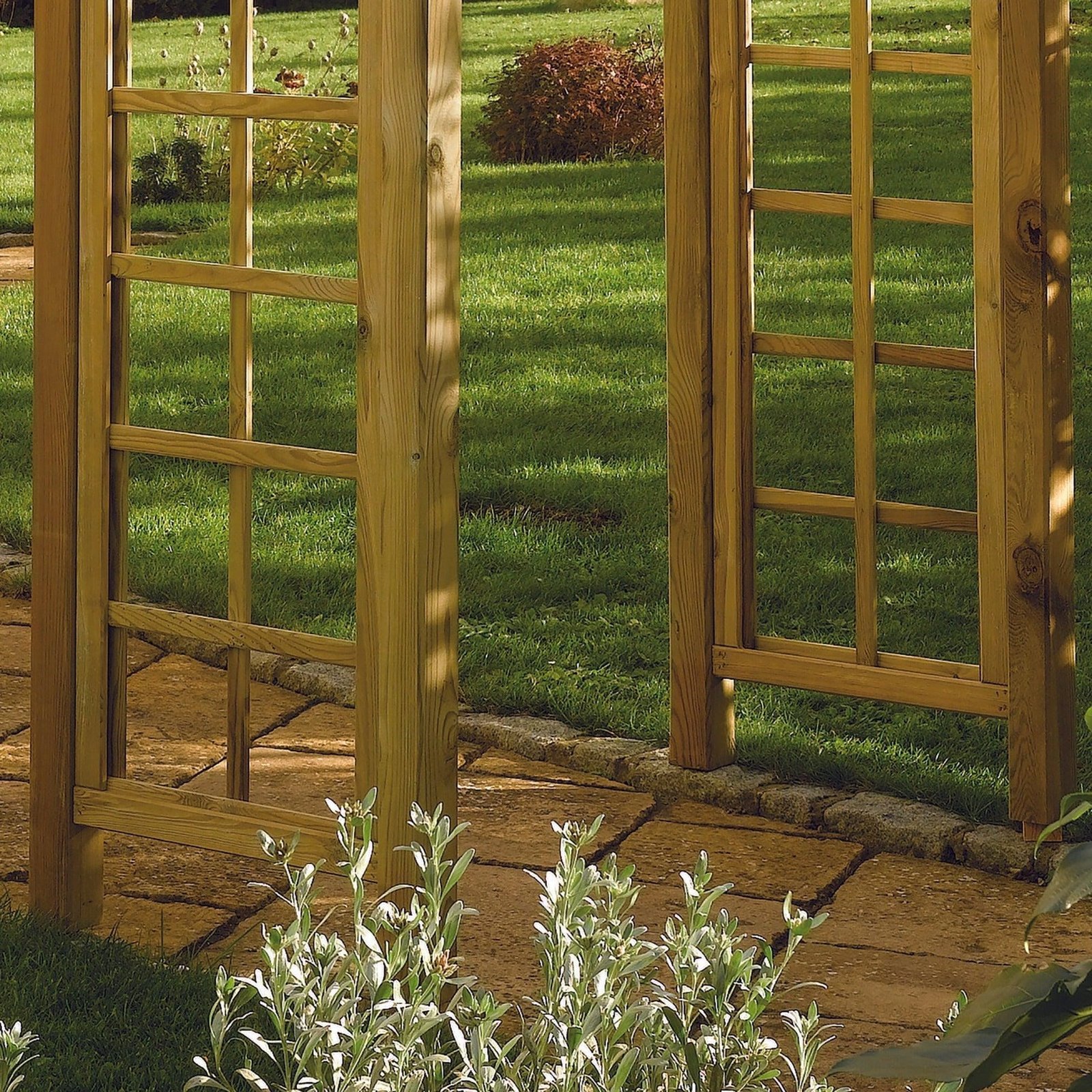 Garden Arbour with Roof and side trellis, Tanalised Redwood Timber - Image 7