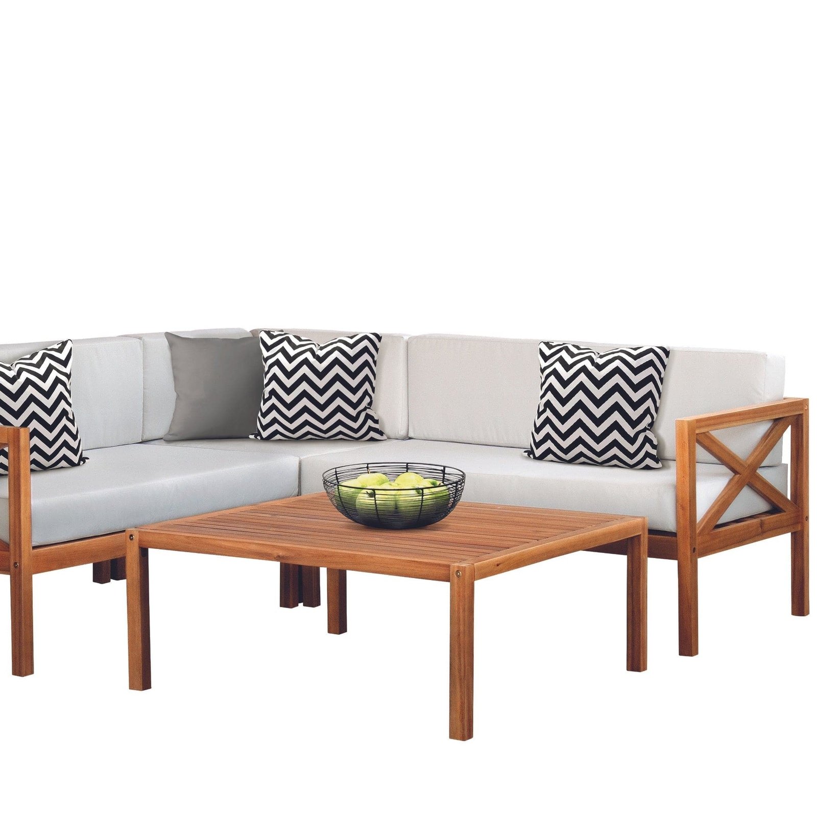 Hardwood Outdoor Corner L-Shaped Sofa & Table Set - Image 2