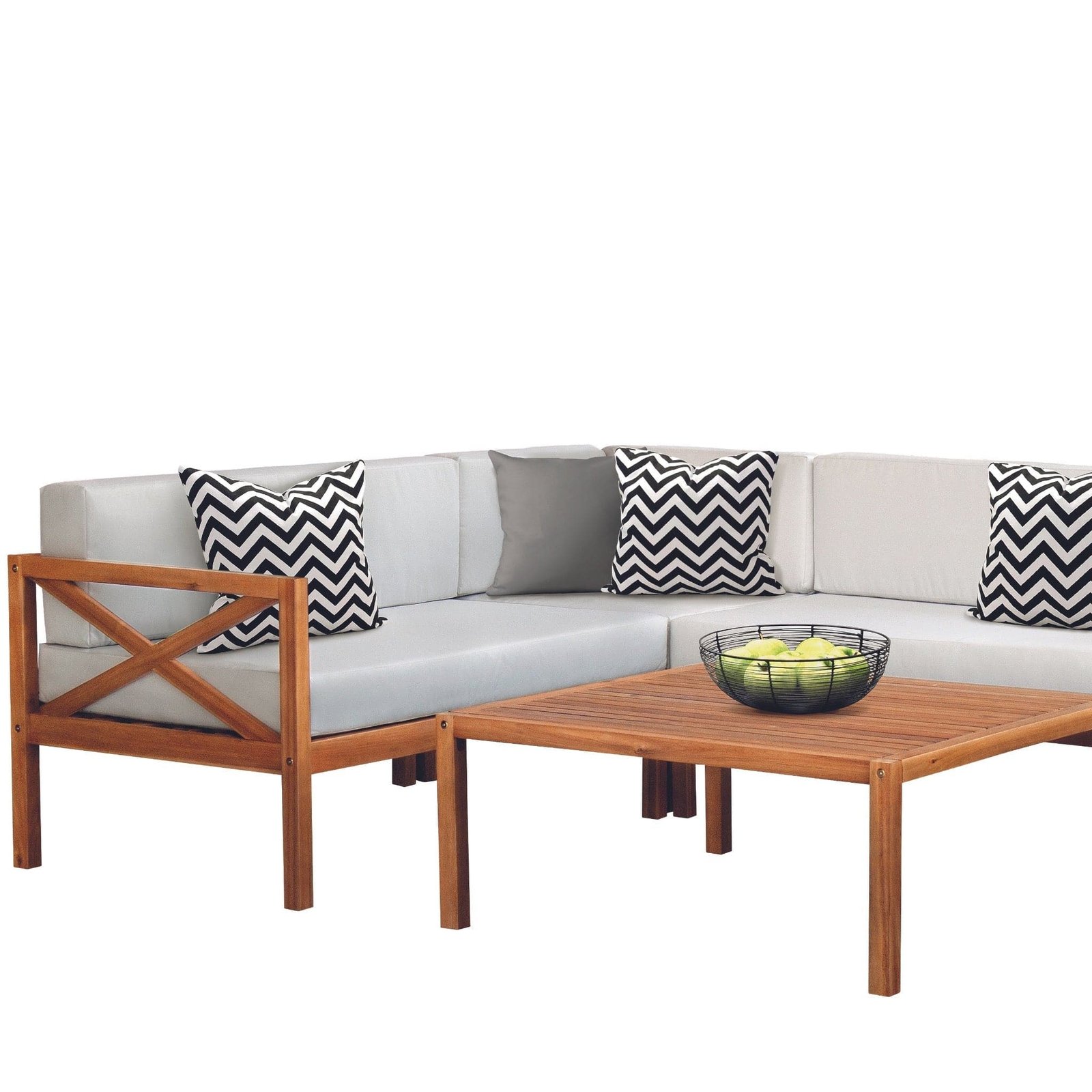 Hardwood Outdoor Corner L-Shaped Sofa & Table Set - Image 5