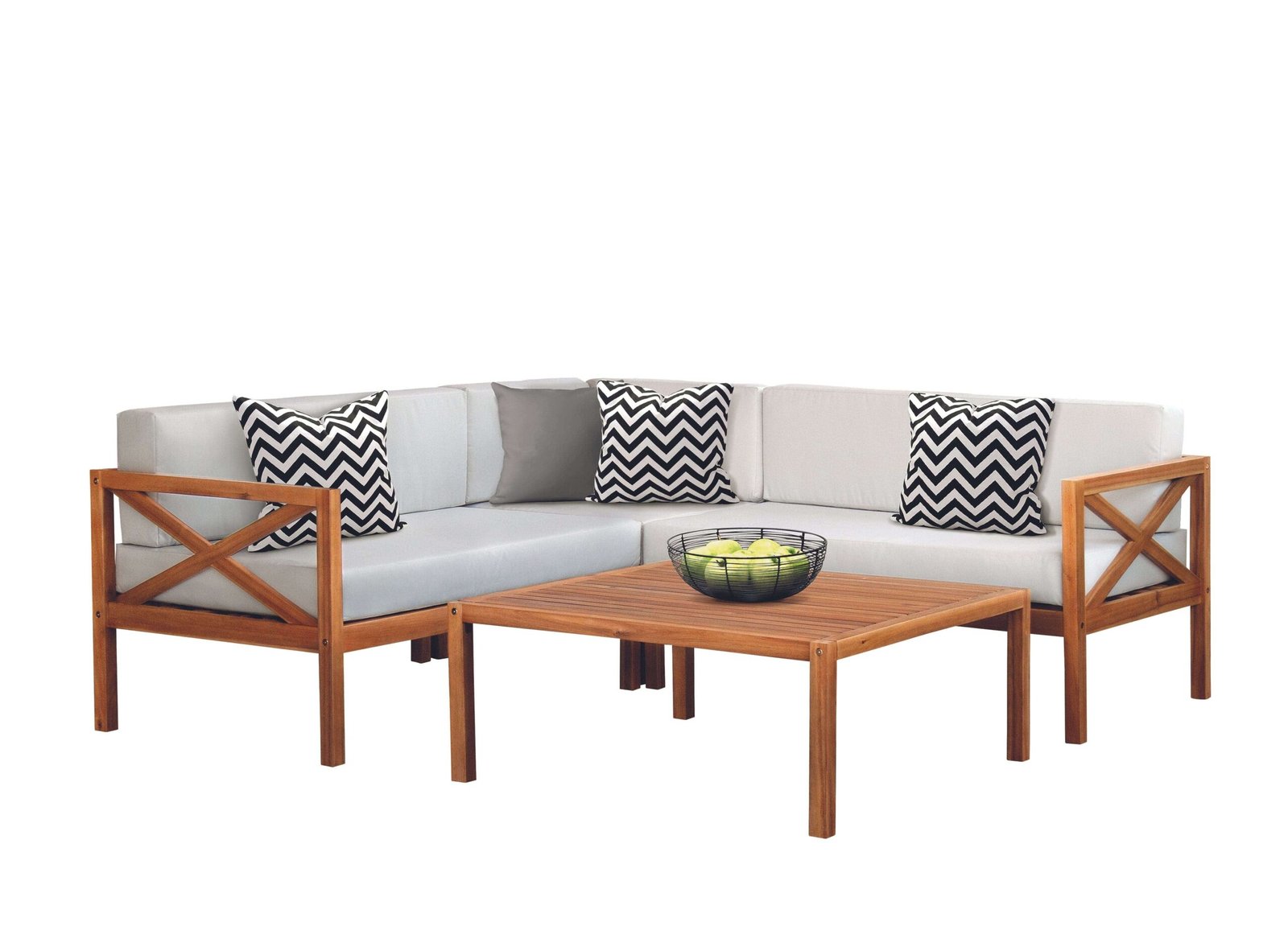 Hardwood Outdoor Corner L-Shaped Sofa & Table Set - Image 6