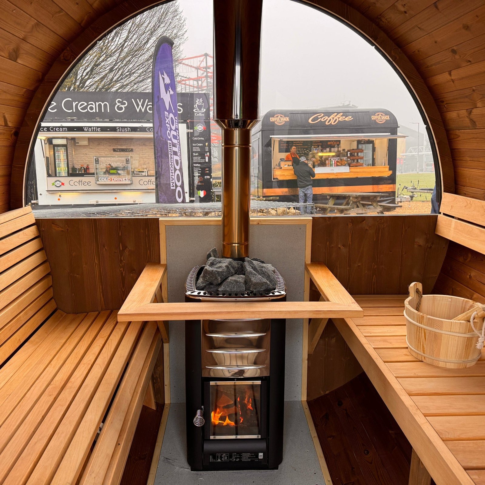 250cm Outdoor Barrel Sauna | Thermowood | Wood-Fired or Electric | Layzee Living - Image 23