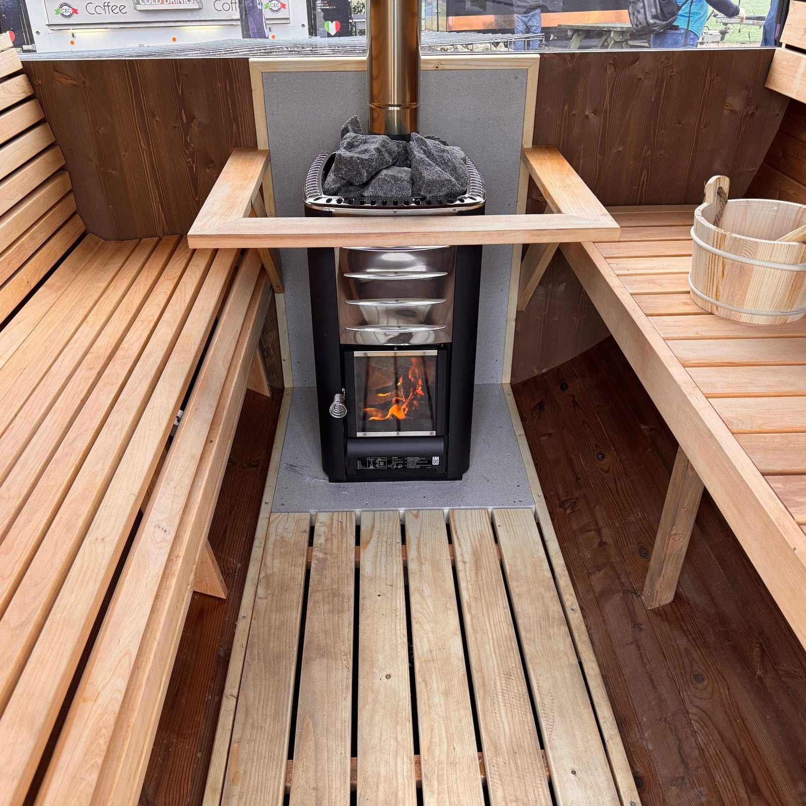 250cm Outdoor Barrel Sauna | Thermowood | Wood-Fired or Electric | Layzee Living - Image 25
