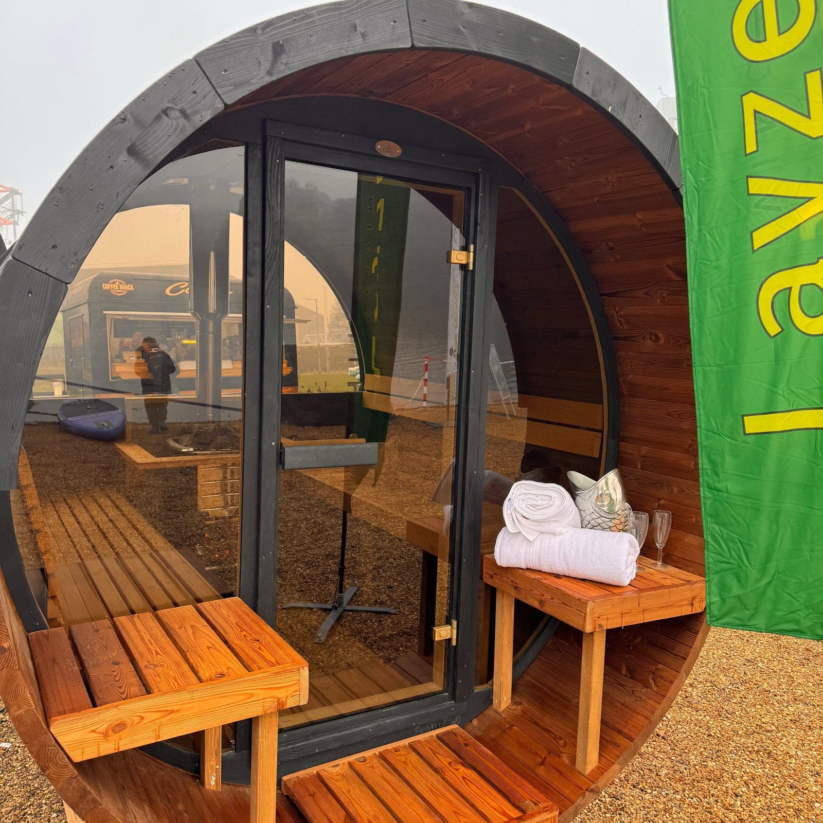 250cm Outdoor Barrel Sauna | Thermowood | Wood-Fired or Electric | Layzee Living - Image 15