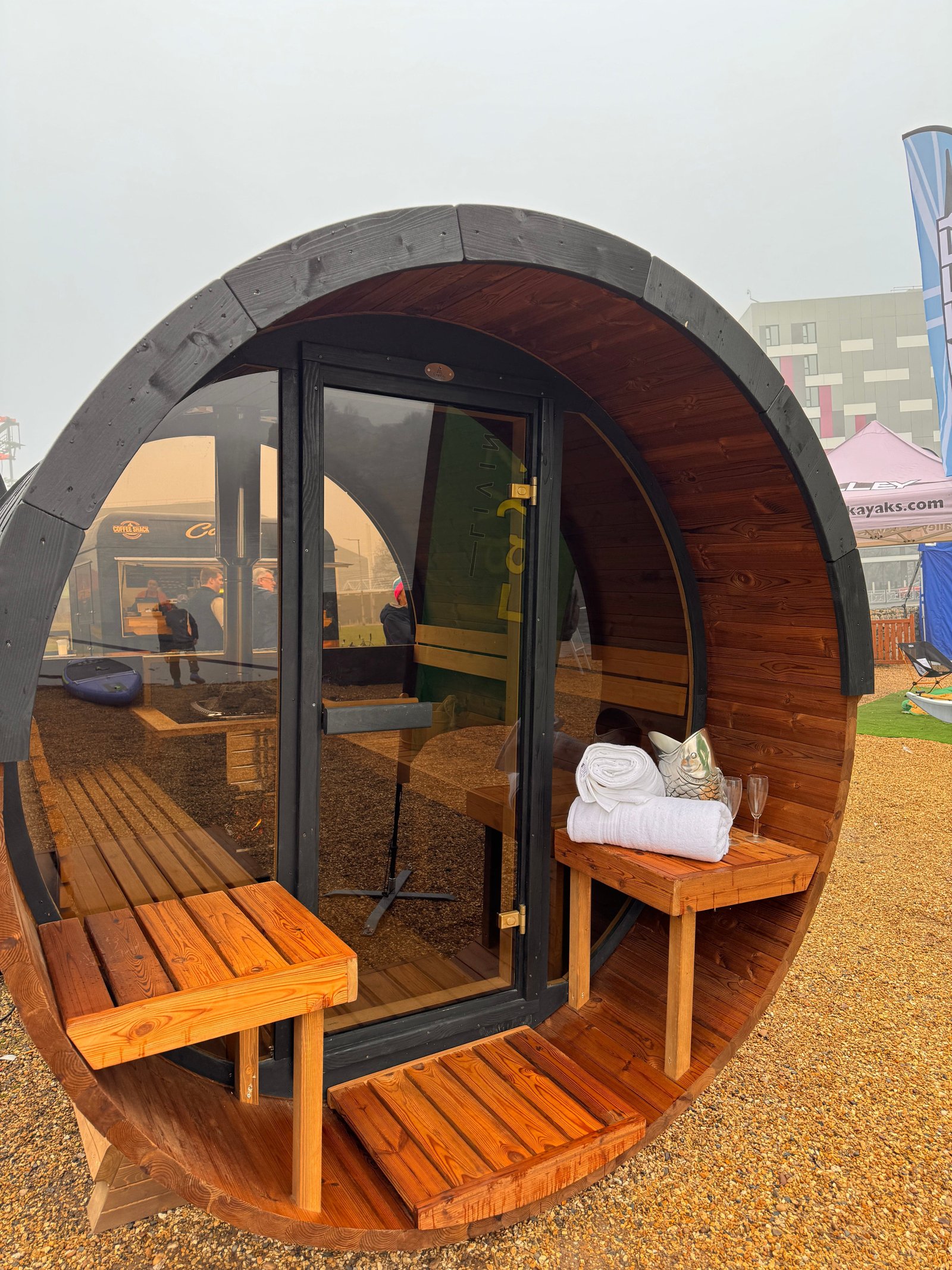 250cm Outdoor Barrel Sauna | Thermowood | Wood-Fired or Electric | Layzee Living - Image 27