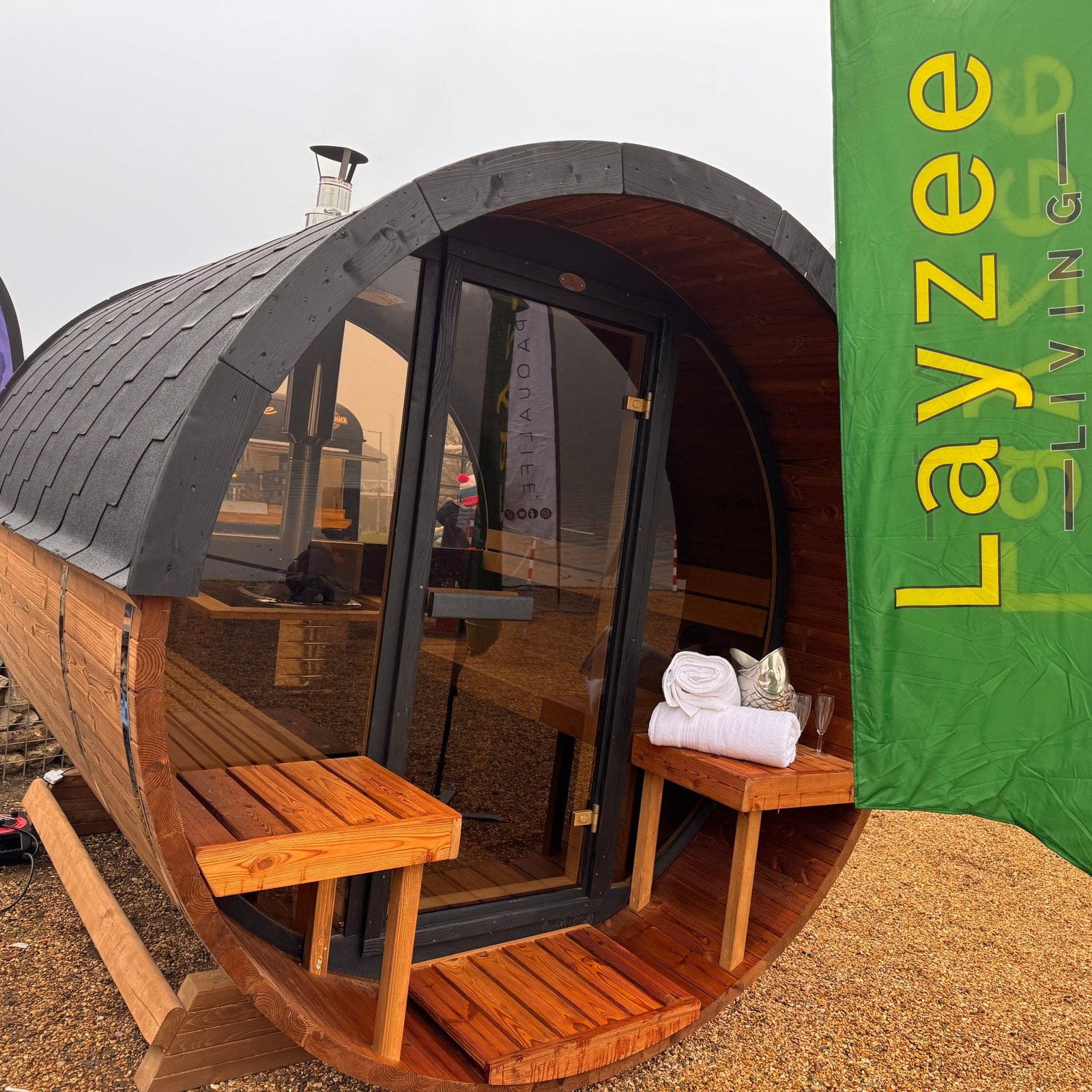 250cm Outdoor Barrel Sauna | Thermowood | Wood-Fired or Electric | Layzee Living