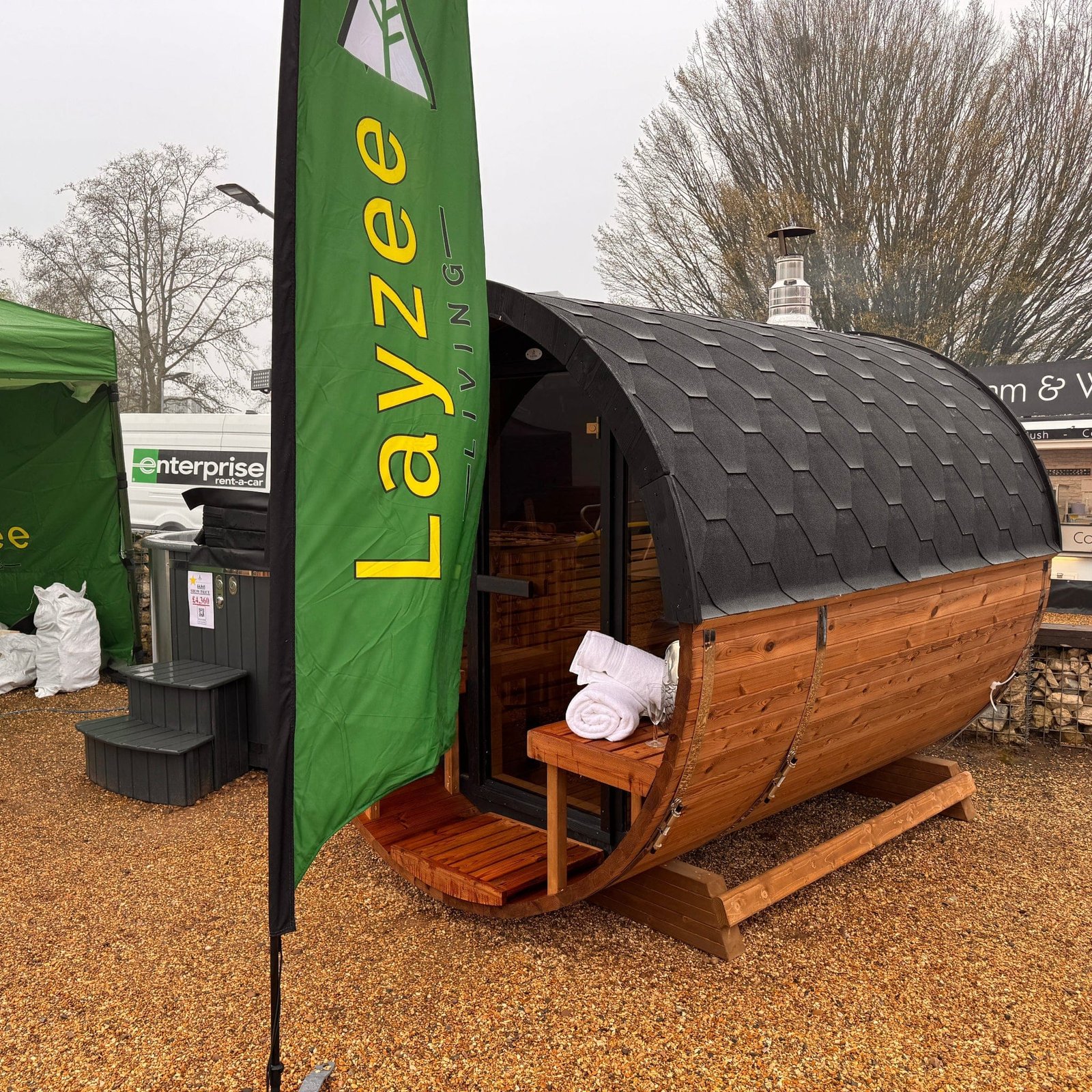 250cm Outdoor Barrel Sauna | Thermowood | Wood-Fired or Electric | Layzee Living - Image 3