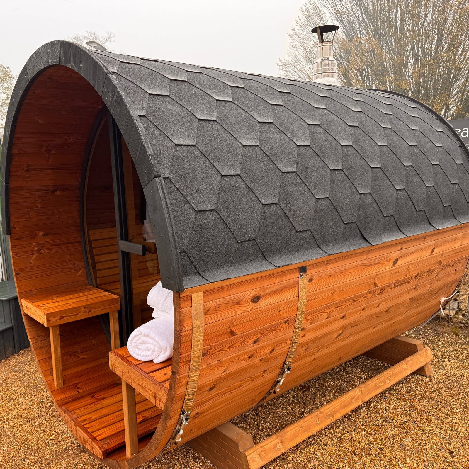 250cm Outdoor Barrel Sauna | Thermowood | Wood-Fired or Electric | Layzee Living - Image 4