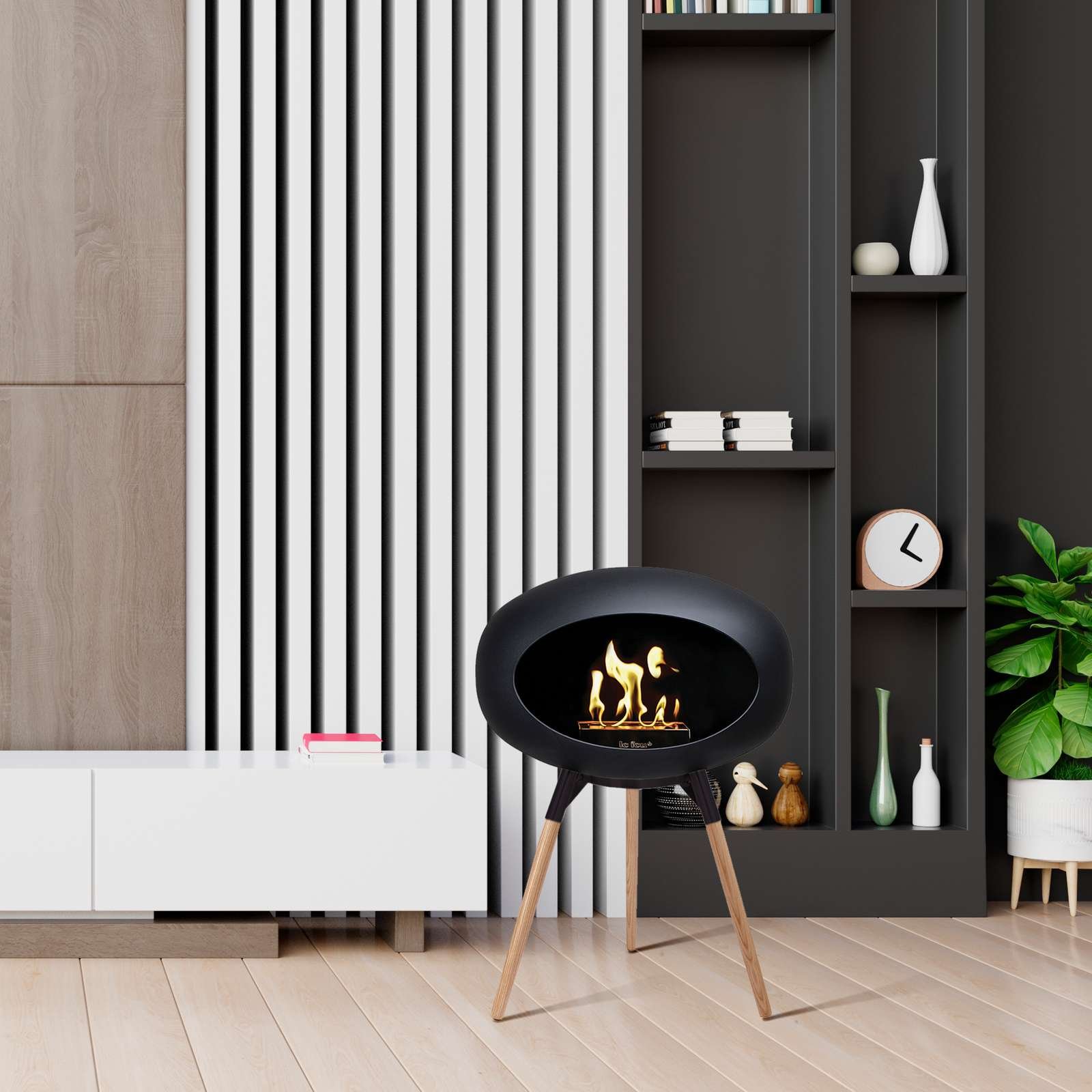 Le Feu Ground Low Bio Fireplace in Black - Image 3