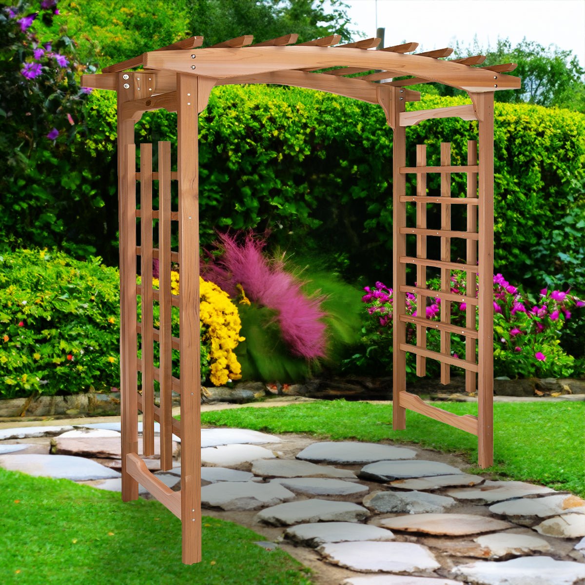 Arched Cedar Garden Arbor – Decorative Wooden Trellis for Outdoor Entrances & Weddings - Image 3