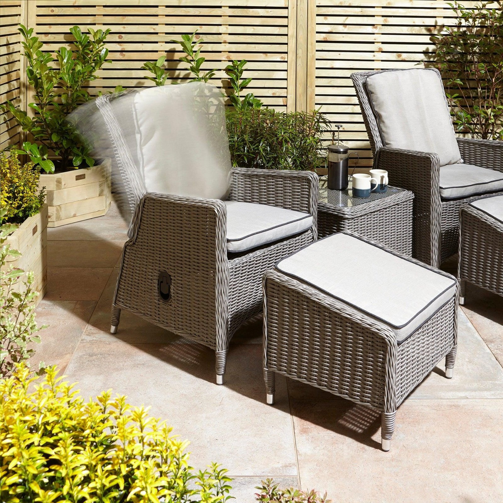 Rattan Effect Lounger Set - Two Colours - Image 2