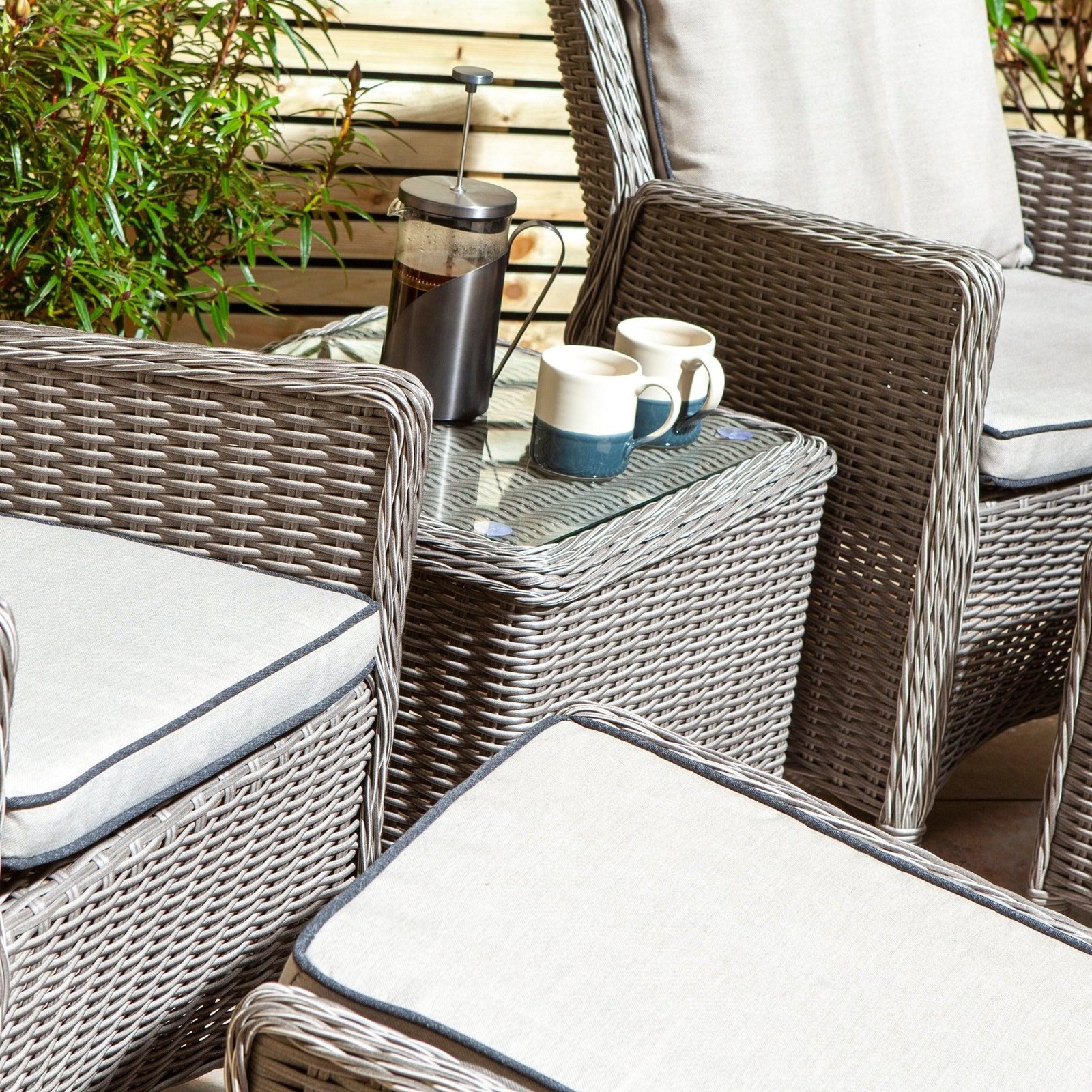 Rattan Effect Lounger Set - Two Colours - Image 5