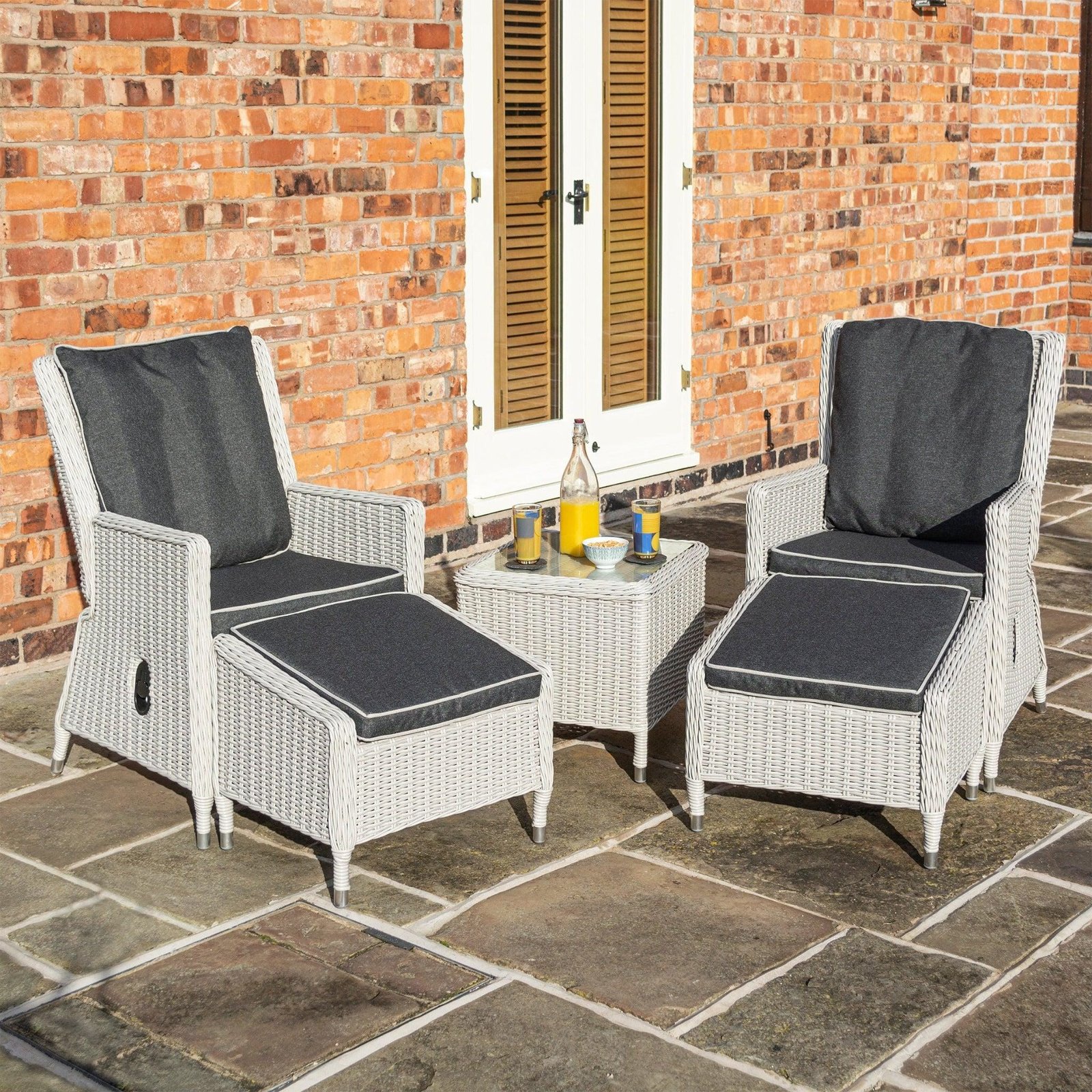 Rattan Effect Lounger Set - Two Colours - Image 6